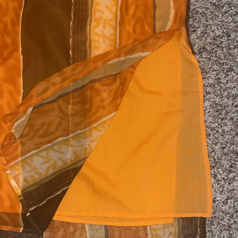 First Class Woman Vintage Orange Brown A-Line Sleeveless Scoop Neck Dress - Picture 5 of 8